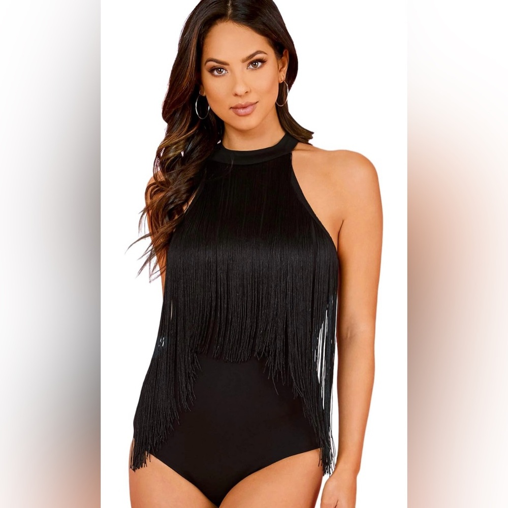 Amazon Verdusa Fringe Trim Sleeveless Bodysuit Western Rodeo Rave Concert